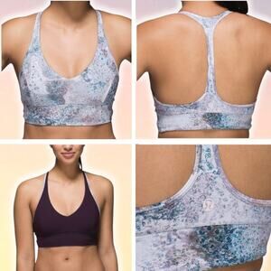 LULULEMON Retreat Reversible Sports Bra Swim Sz 4 Sugar Crush Multi Black Cherry